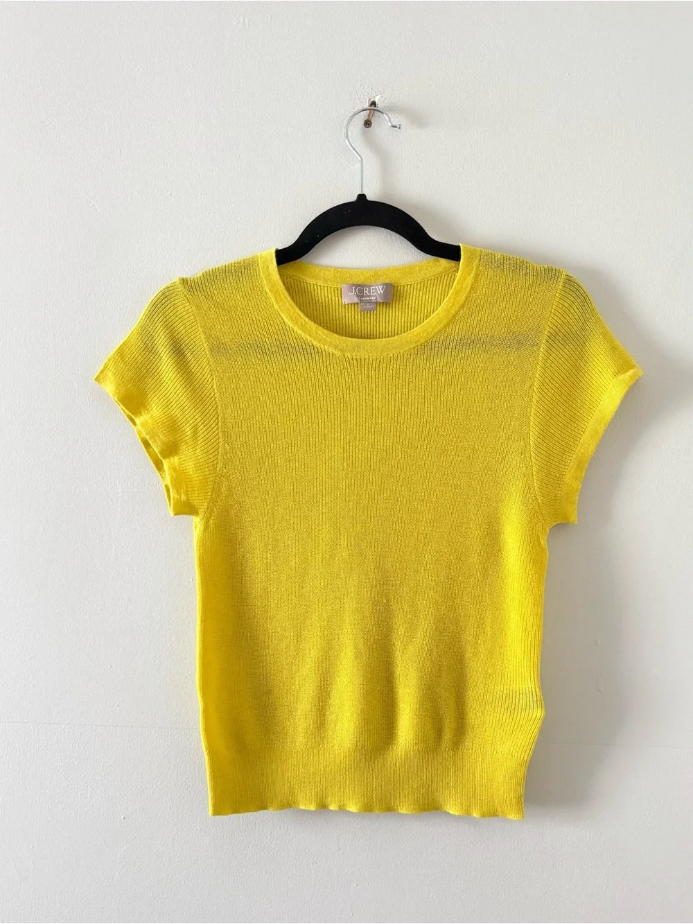 J. Crew Ribbed Featherweight Cashmere T-Shirt in Burnished Citron Short Sleeve